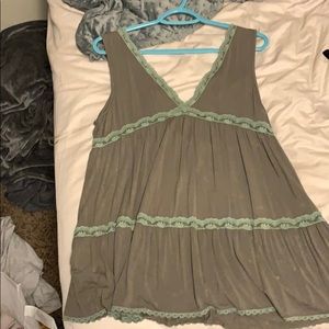 Distressed and lace tank